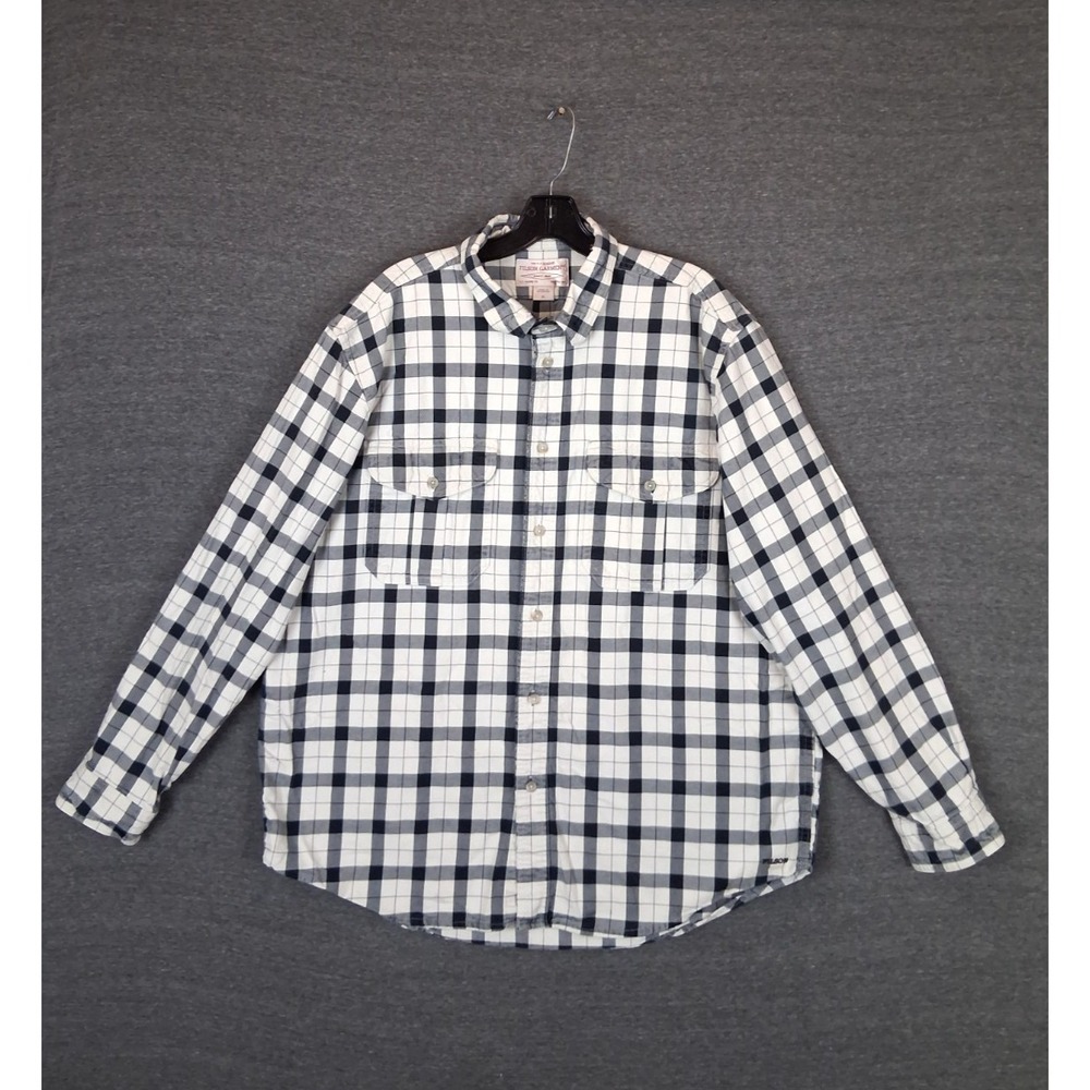 Filson Mens Shirt XL Black White Plaid Alaskan Guide Shirt Buffalo Outdoor